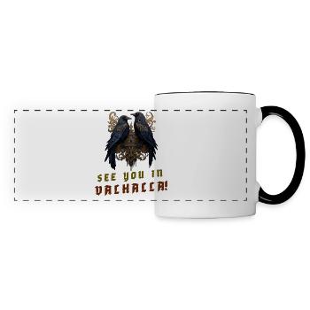 Les corbeaux Hugin et Munin « Rendez-vous au Valhalla! » - Mug panoramique contrasté et blanc - blanc/noir - Devant
