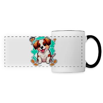 Cute dog: love at first bite - Panoramic Mug - white/black - Front