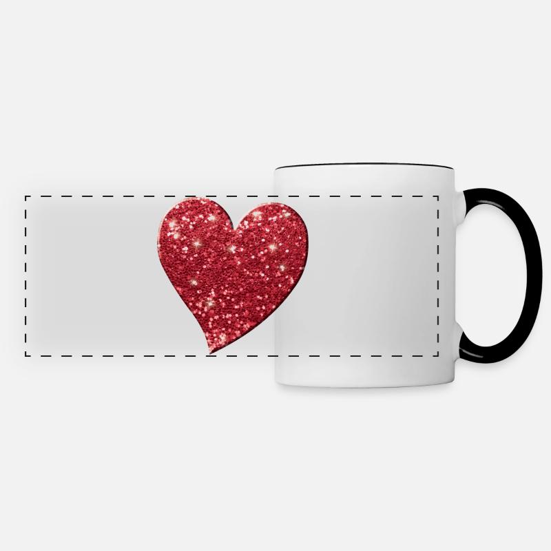 Hjerte, Valentinsdag gave til kvinder & piger - Panoramakrus - hvid/sort