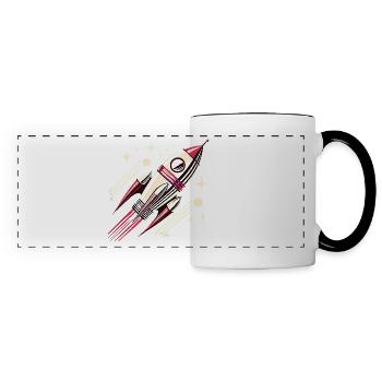 Retro SpaceAge Rocket Vector Design - Panoramic Mug - white/black - Front