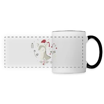 Cerf de Noël festif au chapeau de Père Noël - Mug panoramique contrasté et blanc - blanc/noir - Devant