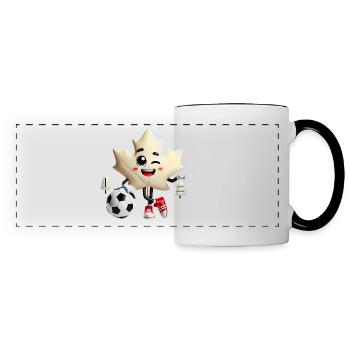 Mascotte de soccer de la feuille d’érable du Canada - Mug panoramique contrasté et blanc - blanc/noir - Devant