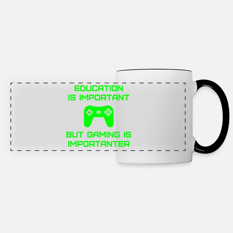 Education Is Important But Gaming Is Importanter - Panoramic Mug - white/black