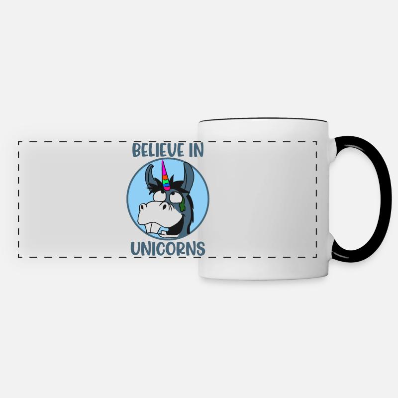 Glaube Einhorn Einhörner - Panoramatasse - Weiß/Schwarz