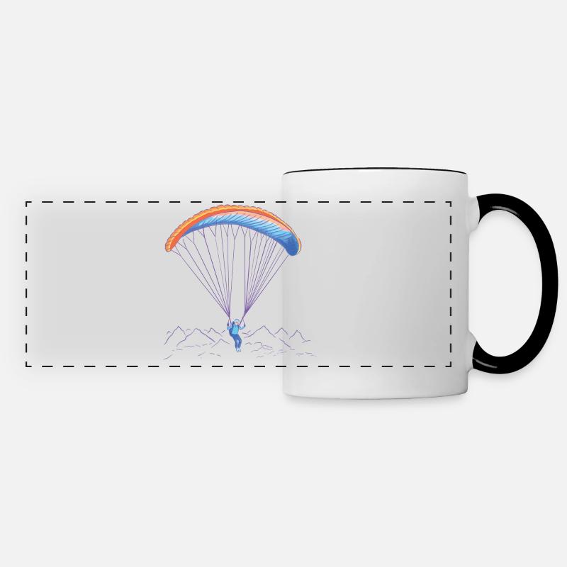 Paragliders fly over mountains - Panoramic Mug - white/black