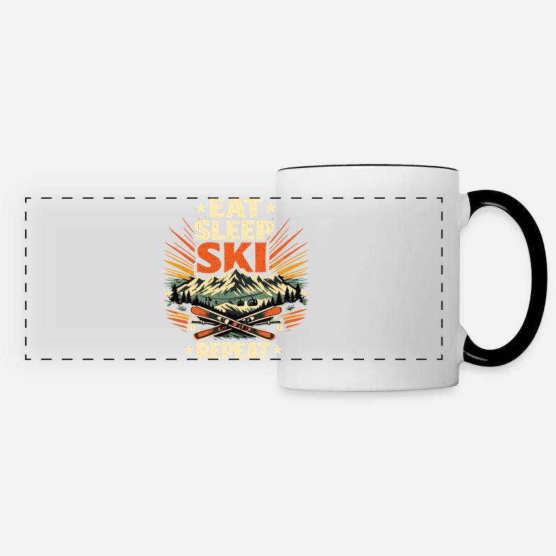 Ski Enthusiast Eat Sleep Repeat Gift - Panoramic Mug - white/black