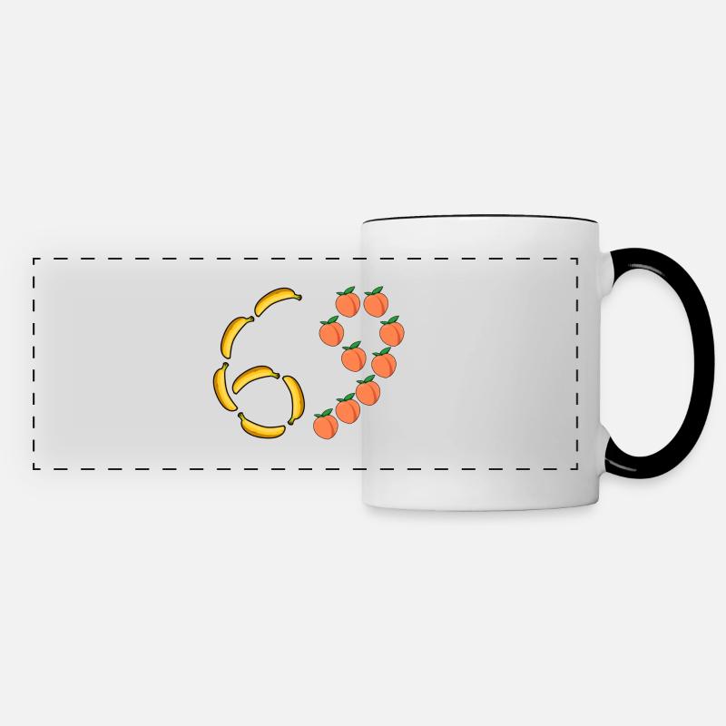 Fruit Motif Bananas and Peaches - Panoramic Mug - white/black