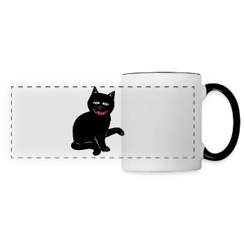 Halloween Chat Noir Chat Horreur effrayante - Mug panoramique contrasté et blanc - blanc/noir - Devant