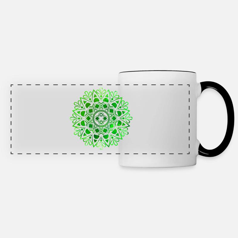 Mandala - Green - Panoramic Mug - white/black