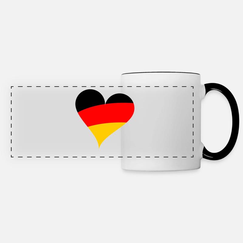 Deutsches Herz - Panoramatasse - Weiß/Schwarz