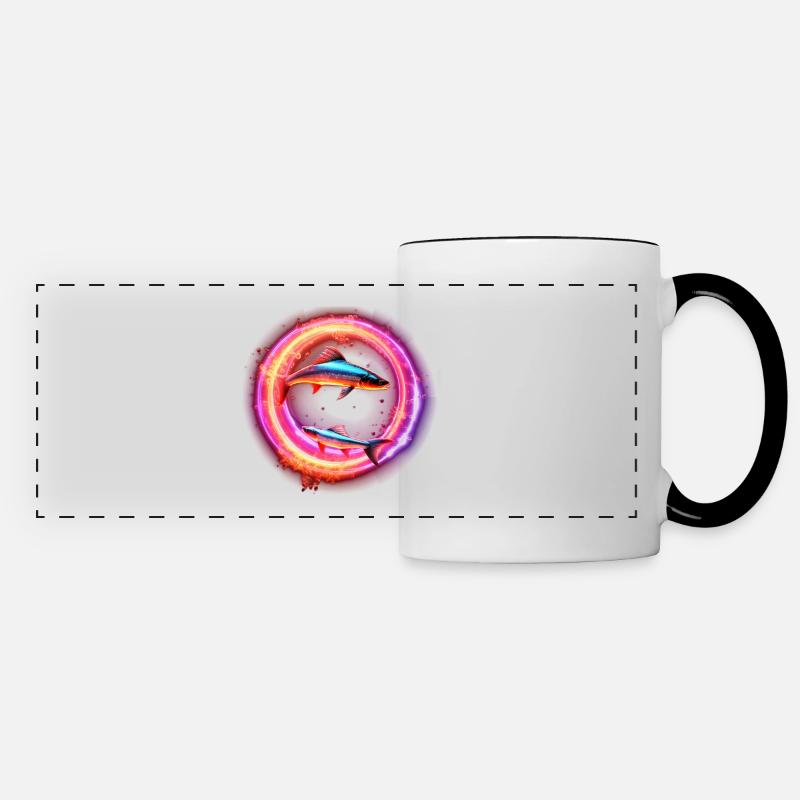 Pisces Hypno Neon Ring - Panoramic Mug - white/black