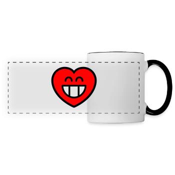 Emoticon Grin Heart (colors changeable) - Panoramic Mug - white/black - Front