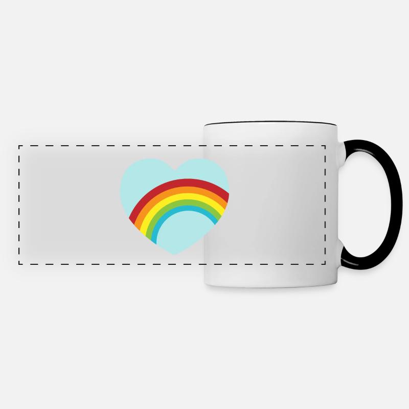 Light blue rainbow heart - Panoramic Mug - white/black