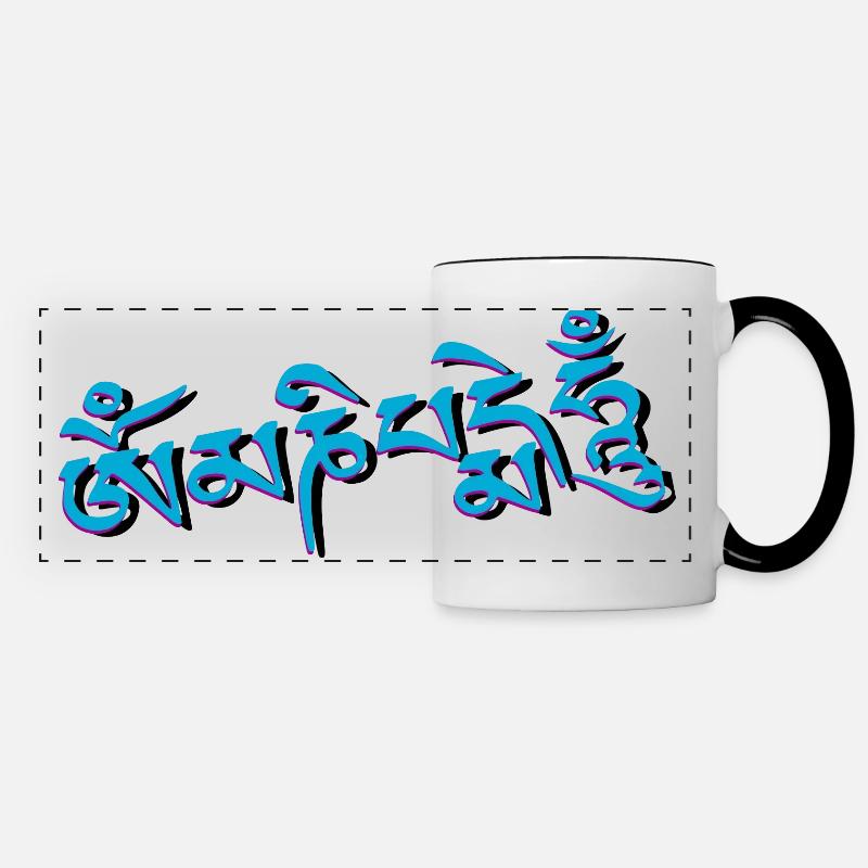 Om Mani Padme Hum - Sanskrit - Panoramic Mug - white/black