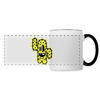 cactus high five comic - Panoramic Mug - white/black - Front