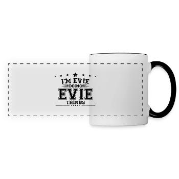 Je suis Evie en train de faire des choses Evie - Mug panoramique contrasté et blanc - blanc/noir - Devant
