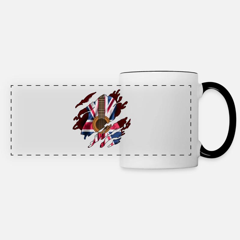 British Guitar Flag Inside - Panoramic Mug - white/black