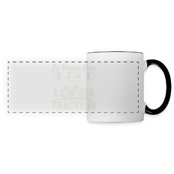 Je peux pas j ai tracteur - Mug panoramique contrasté et blanc - blanc/noir - Devant