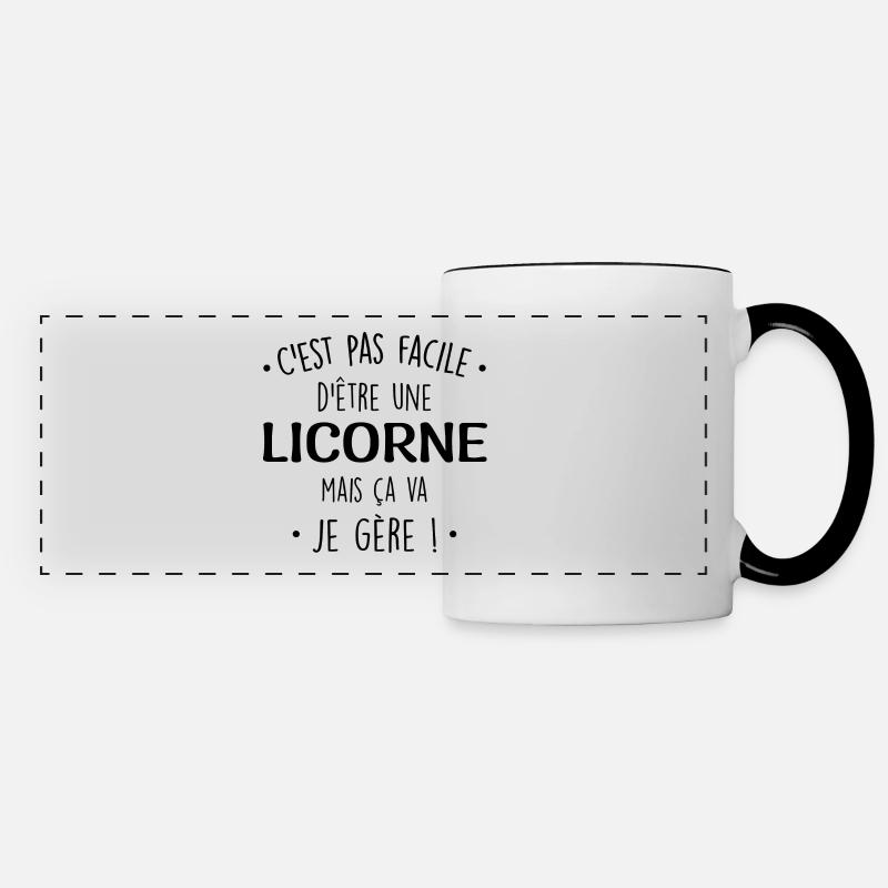 C'est Pas Facile D'être Une Licorne Mais ça va je - Mug panoramique contrasté et blanc - blanc/noir
