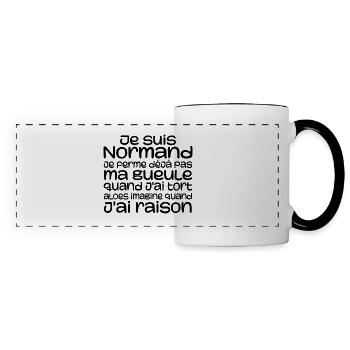Normande Je Ferme Pas Ma Gueule Normandie Humour - Mug panoramique contrasté et blanc - blanc/noir - Devant
