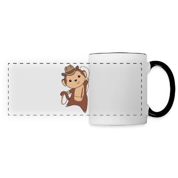 Cowboy monkey funny western monkeys for fashing - Panoramic Mug - white/black - Front