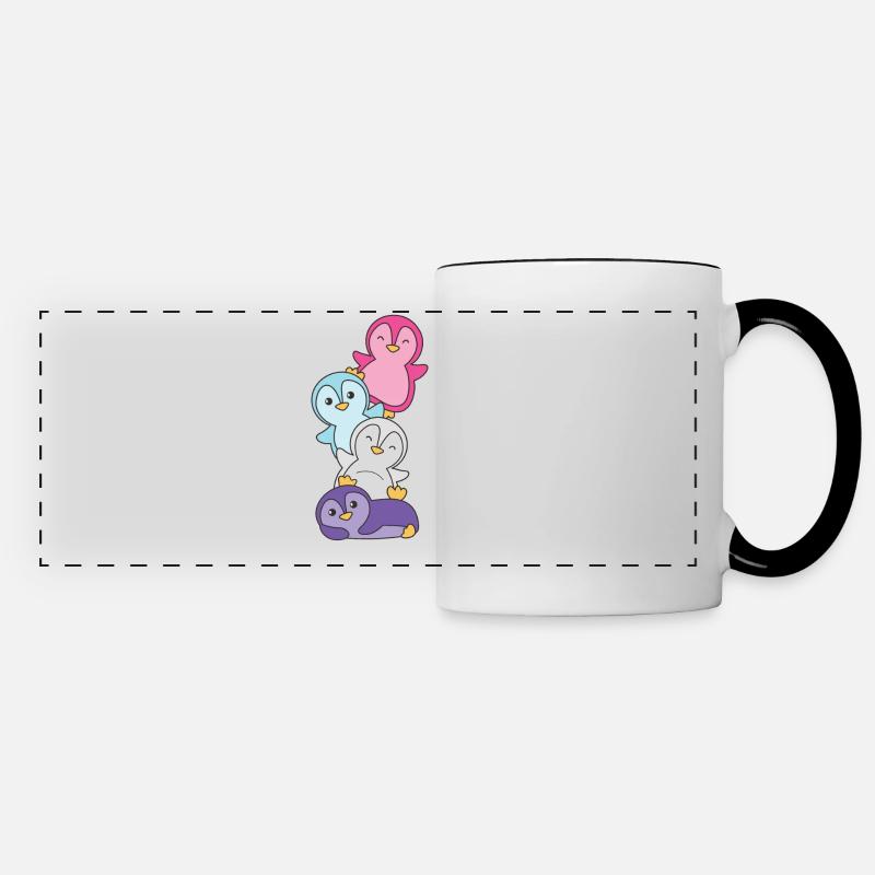 Multisexual Flag Pride LGBTQ Cute Penguins - Panoramic Mug - white/black