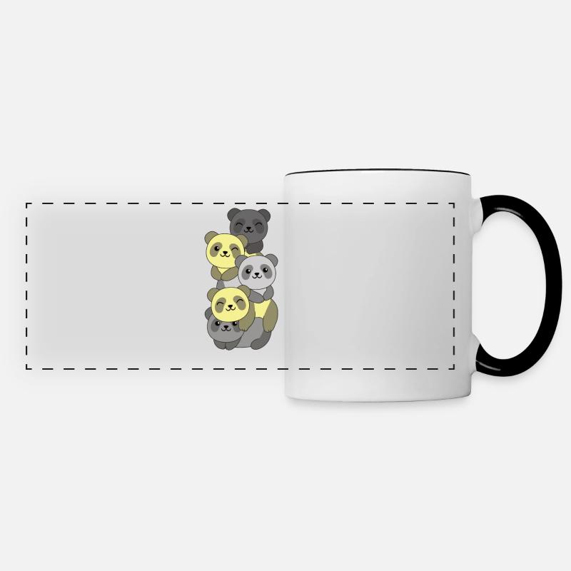 Drapeau Périgenre Pride LGBTQ Pile de Panda mignon - Mug panoramique contrasté et blanc - blanc/noir