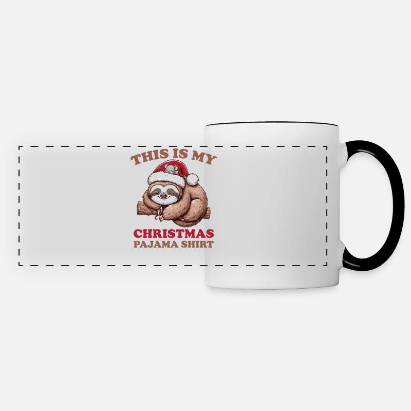 Pyjama de Noël Souris Paresseuse - Mug panoramique contrasté et blanc - blanc/noir