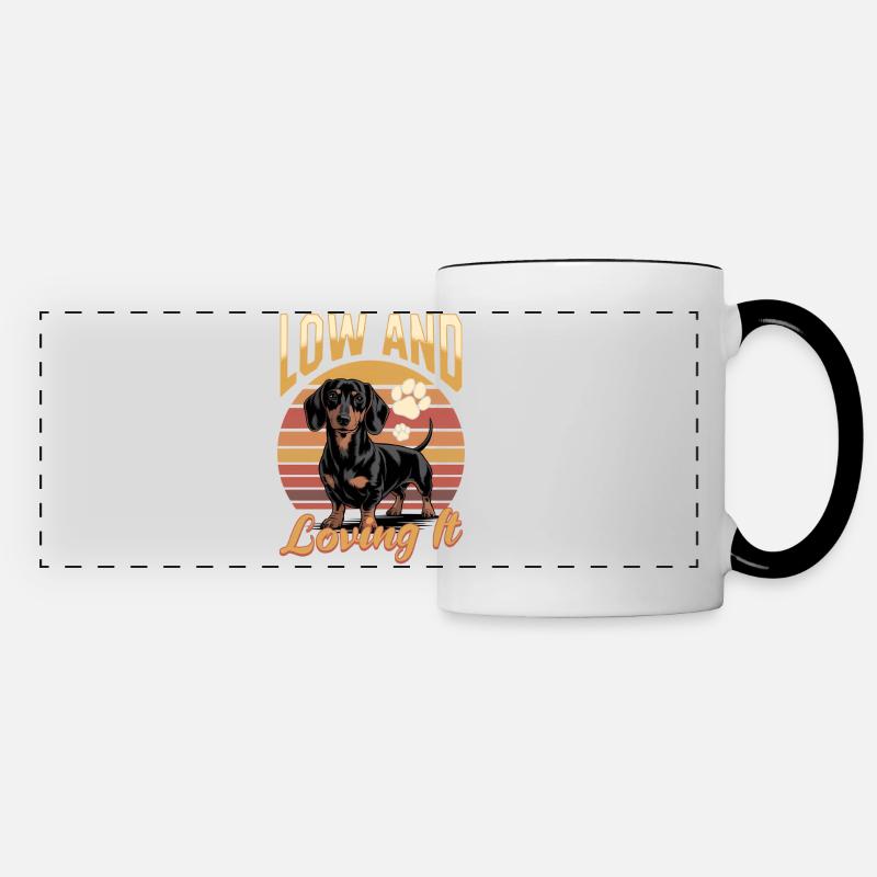 Funny Dog Breed Dachshund - Panoramic Mug - white/black