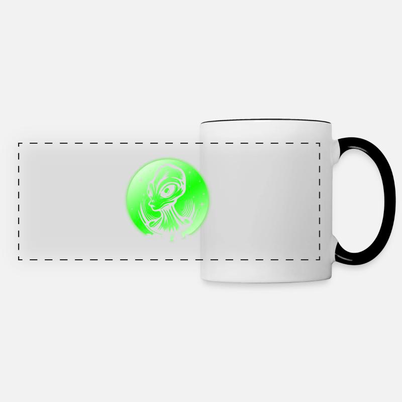 Alien, UFO, UAP, Space, Space Flying Object - Panoramic Mug - white/black