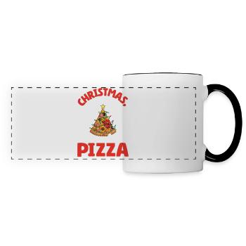Pizza Junk Food Funny Saying Christmas, Love - Panoramic Mug - white/black - Front