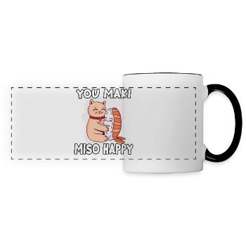 Funny Sushi Fan Sushi Lover Kawaii Nigiri - Mug panoramique contrasté et blanc - blanc/noir - Devant