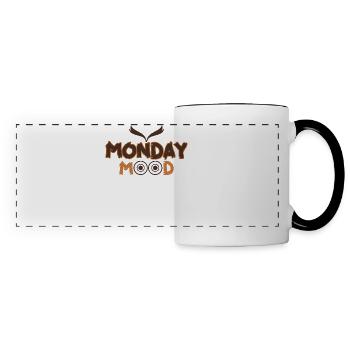 Monday Mood, Eule, Statement funny Montags Montag - Panoramic Mug - white/black - Front