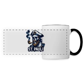St.Pauli Kiez Hamburg Totenkopf Sankt Pauli - Mug panoramique contrasté et blanc - blanc/noir - Devant