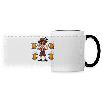 Boy in Lederhosen Beer JGA Mallorca Bavaria Booze - Panoramic Mug - white/black - Front