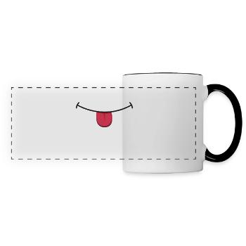 Grin Smile Mouth Funny Cheeky Face Mask - Panoramic Mug - white/black - Front
