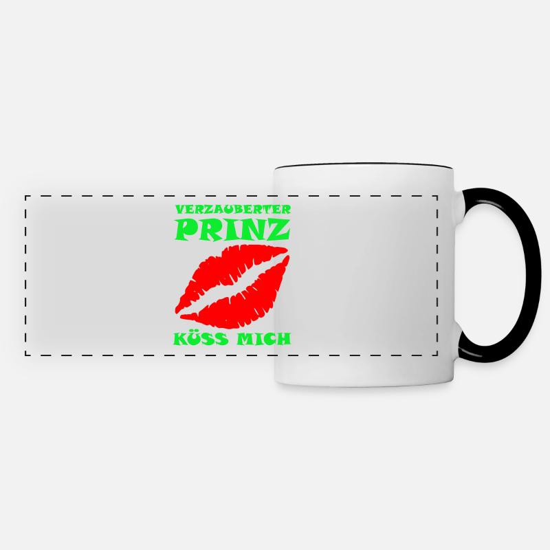 Küss mich, ich bin ein Prinz. - Panoramatasse - Weiß/Schwarz