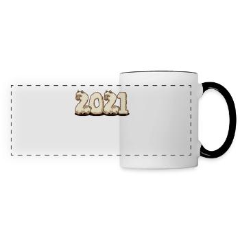 Frohes Neues Jahr 2021 Fluffy Llama Alpaca Nettes Geschenk - Panoramatasse - Weiß/Schwarz - Vorne