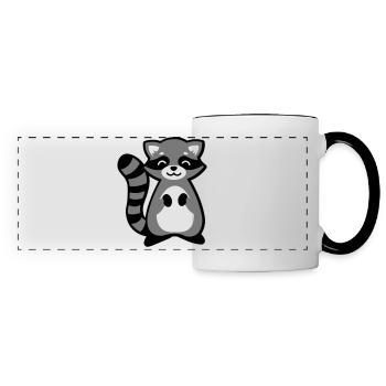 Waschbär Tierkind Geschenkidee raccoon gift idea - Panoramatasse - Weiß/Schwarz - Vorne