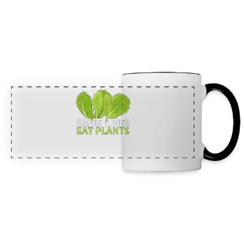 Sauver des vies Manger des plantes Sauvetage d’animaux Droits des animaux - Mug panoramique contrasté et blanc - blanc/noir - Devant