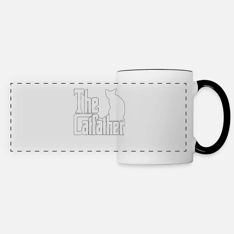 Cat Dad The Catfather Crazy Cat Father Kitty Daddy - Mug panoramique contrasté et blanc - blanc/noir