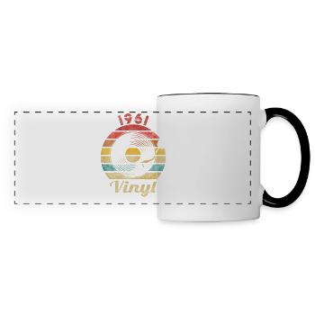 1961 Vinyle Rétro Vintage Music - Mug panoramique contrasté et blanc - blanc/noir - Devant