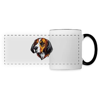 Tête de chien Beagle - Mug panoramique contrasté et blanc - blanc/noir - Devant