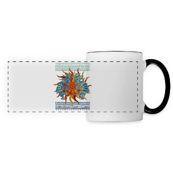 Native American Kokopelli Musicans - Sun Border 1 - Panoramic Mug - white/black - Front