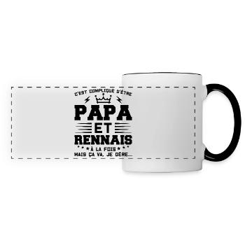 Papa et RENNAIS Idée Cadeau Citation - Mug panoramique contrasté et blanc - blanc/noir - Devant