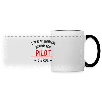 Pilot Lustiger Spruch Flugplatz Flugsport Geschenk - Panoramatasse - Weiß/Schwarz - Vorne