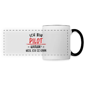 Pilot Lustiger Spruch Flugplatz Flugsport Geschenk - Panoramatasse - Weiß/Schwarz - Vorne
