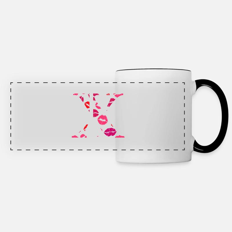 Lettre x bisous - Mug panoramique contrasté et blanc - blanc/noir