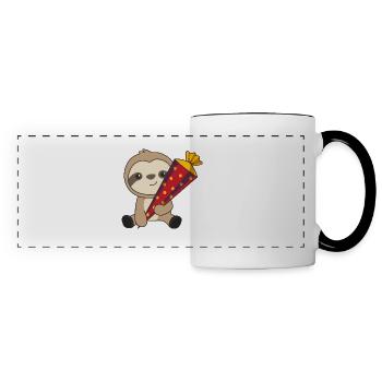 Finally schoolchild sloth school cone enrollment - Panoramic Mug - white/black - Front