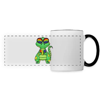 LGBT Animal Dinosaur Rainbow Heart - Panoramic Mug - white/black - Front
